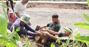 Semangat Kebersamaan Menguat, Satgas TMMD dan Warga Bersihkan Jalur Pembangunan TPT